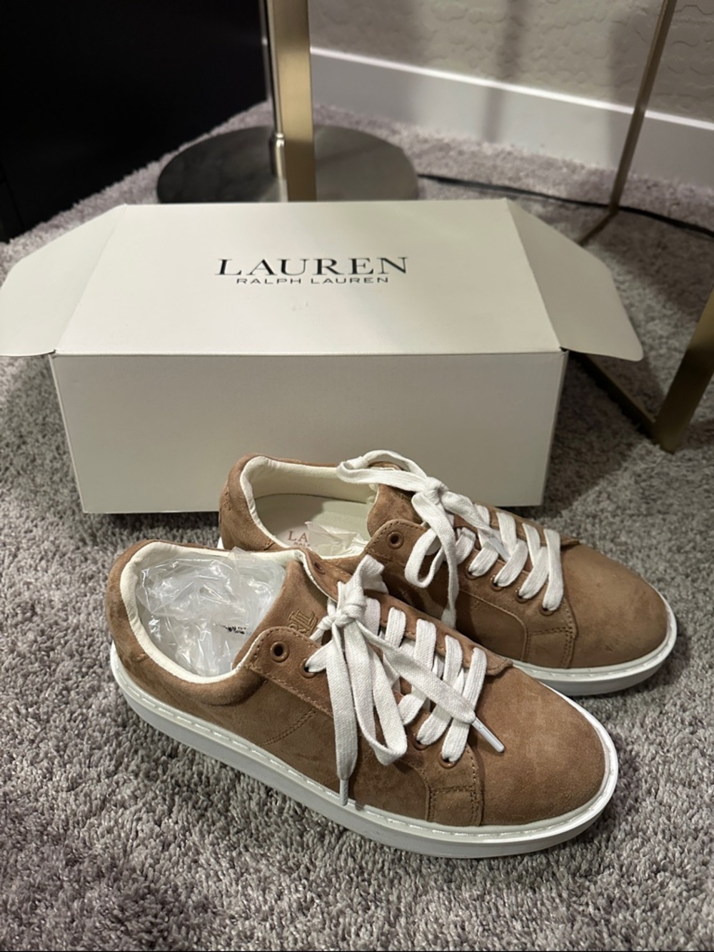 Lauren Ralph Lauren Tan Suede Low-Top Sneakers